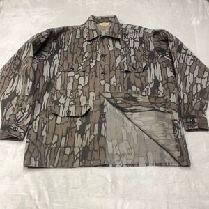 Vintage Made in USA Trebark Camo Unlined Field Jacket Boxy Buck Apparel Mens XXL
